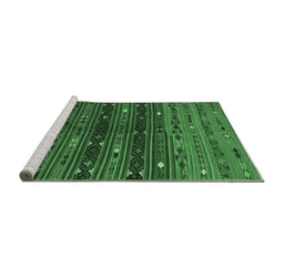 Sideview of Machine Washable Southwestern Emerald Green Country Area Rugs, wshtr4185emgrn
