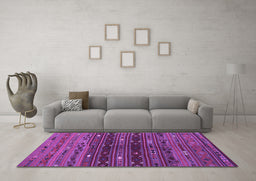 Machine Washable Southwestern Purple Country Area Rugs in a Living Room, wshtr4185pur