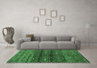 Machine Washable Southwestern Emerald Green Country Area Rugs in a Living Room,, wshtr4185emgrn