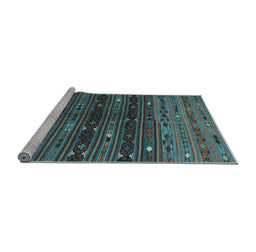 Sideview of Machine Washable Southwestern Light Blue Country Rug, wshtr4185lblu