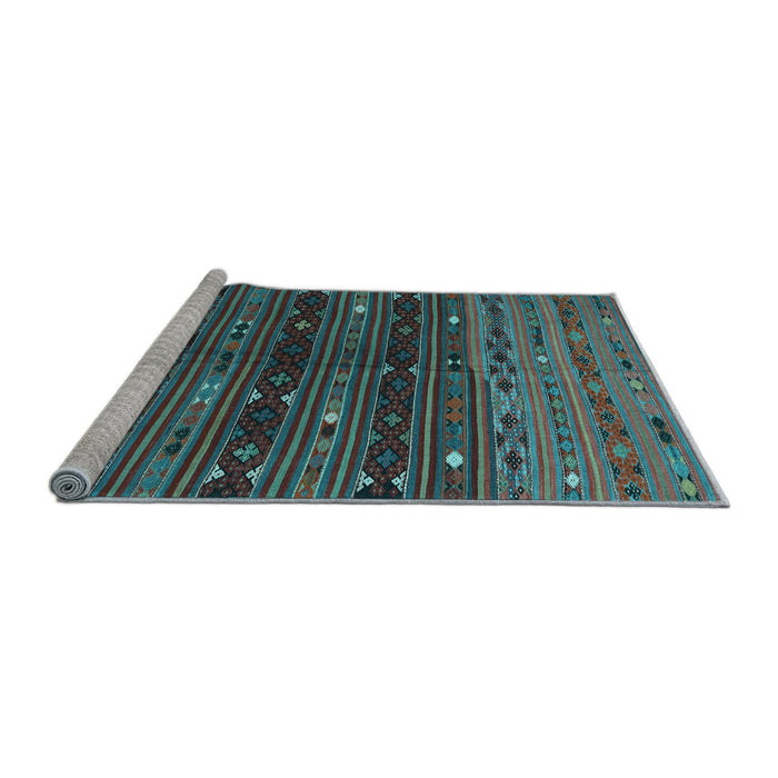 Sideview of Machine Washable Southwestern Light Blue Country Rug, wshtr4185lblu