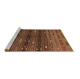 Sideview of Machine Washable Southwestern Brown Country Rug, wshtr4185brn