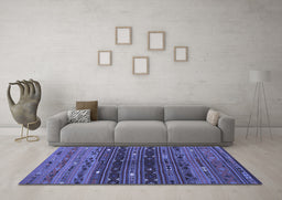 Machine Washable Southwestern Blue Country Rug in a Living Room, wshtr4185blu