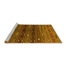 Sideview of Machine Washable Southwestern Yellow Country Rug, wshtr4185yw