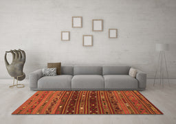 Machine Washable Southwestern Orange Country Area Rugs in a Living Room, wshtr4185org