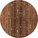 Round Southwestern Brown Country Rug, tr4185brn