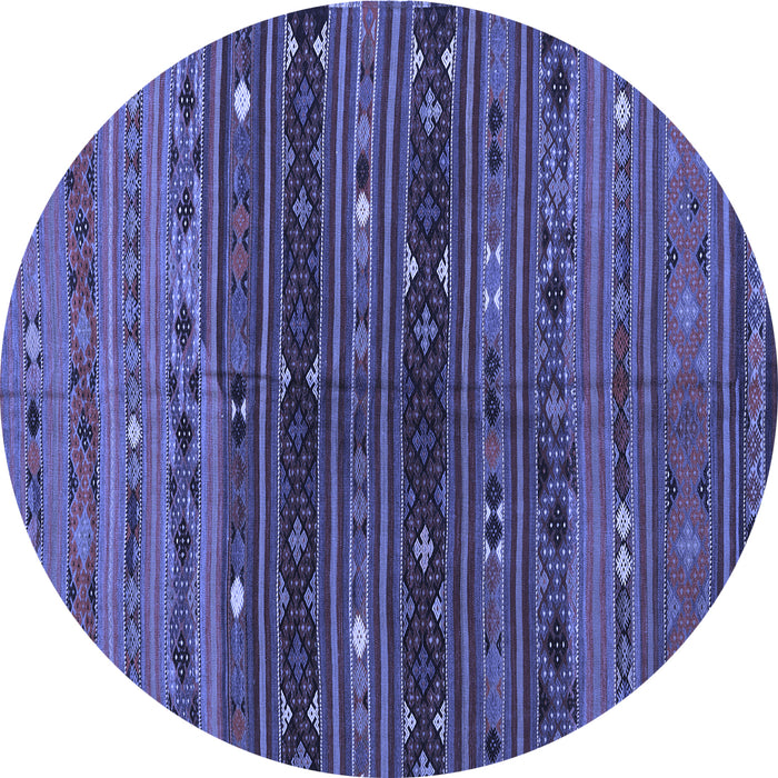 Round Machine Washable Southwestern Blue Country Rug, wshtr4185blu