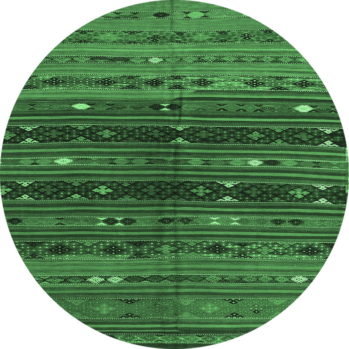 Round Southwestern Emerald Green Country Rug, tr4185emgrn