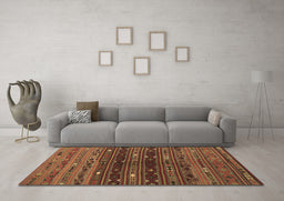 Machine Washable Southwestern Brown Country Rug in a Living Room,, wshtr4185brn