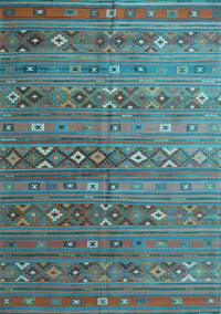 Southwestern Light Blue Country Rug, tr4186lblu