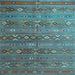 Square Machine Washable Southwestern Light Blue Country Rug, wshtr4186lblu