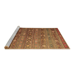 Sideview of Machine Washable Southwestern Brown Country Rug, wshtr4186brn