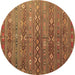 Round Southwestern Brown Country Rug, tr4186brn