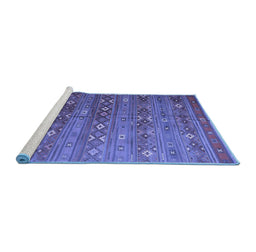 Sideview of Machine Washable Southwestern Blue Country Rug, wshtr4186blu