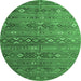 Round Southwestern Emerald Green Country Rug, tr4186emgrn