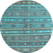 Round Persian Light Blue Traditional Rug, tr4187lblu