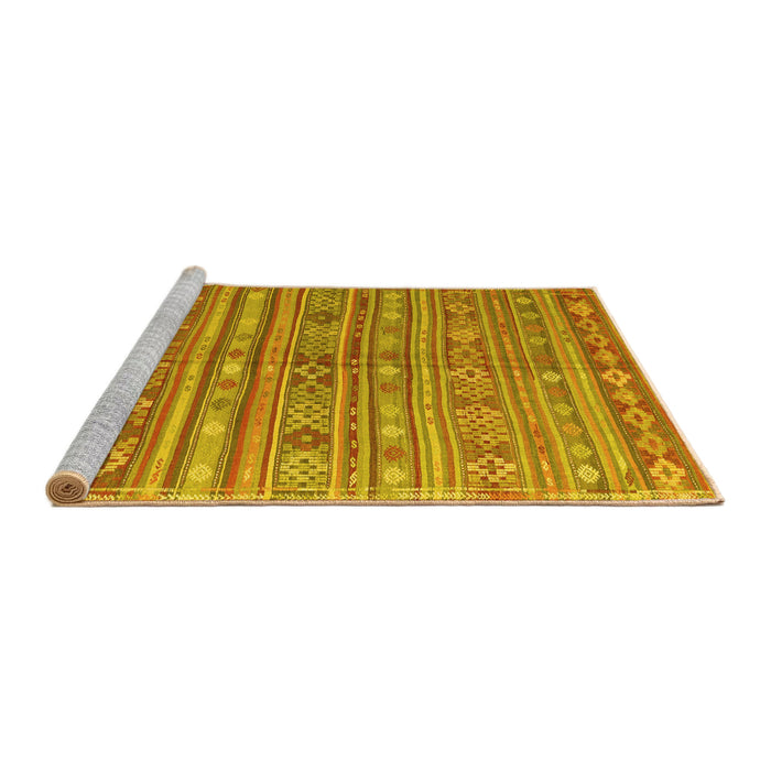 Sideview of Machine Washable Persian Yellow Traditional Rug, wshtr4187yw