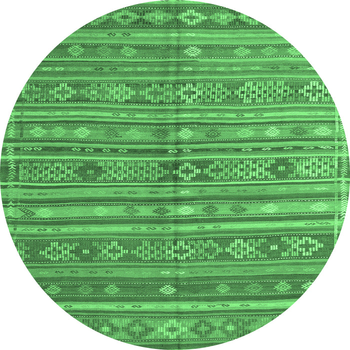 Round Machine Washable Persian Emerald Green Traditional Area Rugs, wshtr4187emgrn