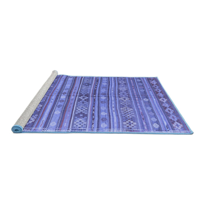 Sideview of Machine Washable Persian Blue Traditional Rug, wshtr4187blu