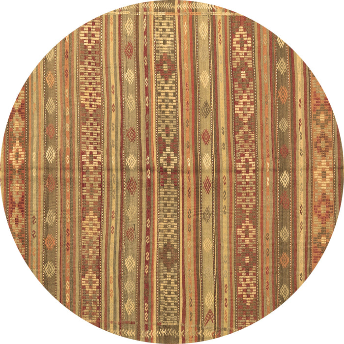 Round Persian Brown Traditional Rug, tr4187brn