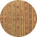 Round Persian Brown Traditional Rug, tr4187brn