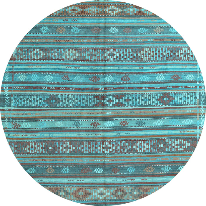Round Machine Washable Persian Light Blue Traditional Rug, wshtr4187lblu