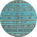 Round Machine Washable Persian Light Blue Traditional Rug, wshtr4187lblu