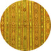 Round Machine Washable Persian Yellow Traditional Rug, wshtr4187yw