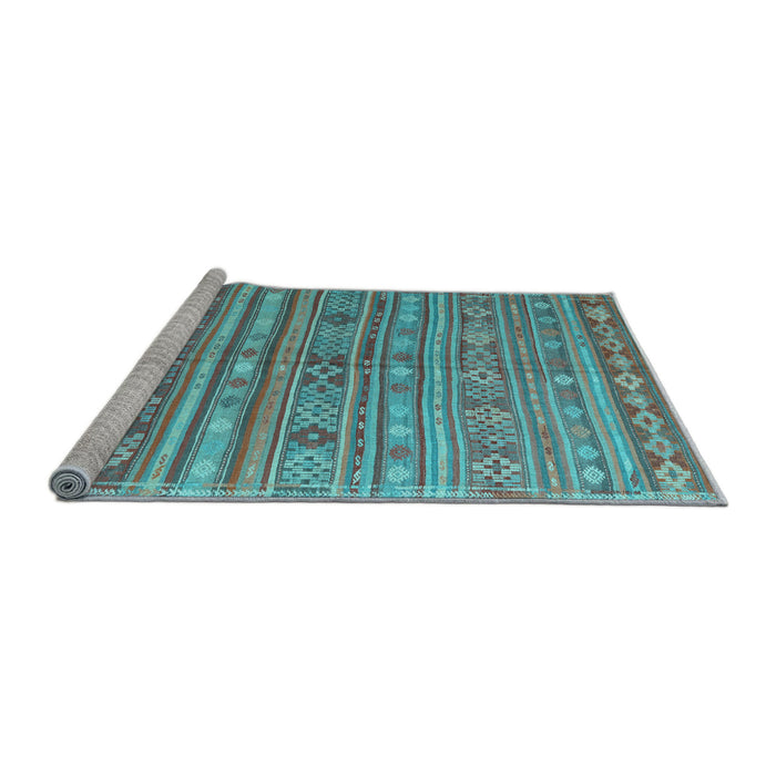 Sideview of Machine Washable Persian Light Blue Traditional Rug, wshtr4187lblu