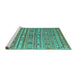 Sideview of Machine Washable Persian Turquoise Traditional Area Rugs, wshtr4187turq