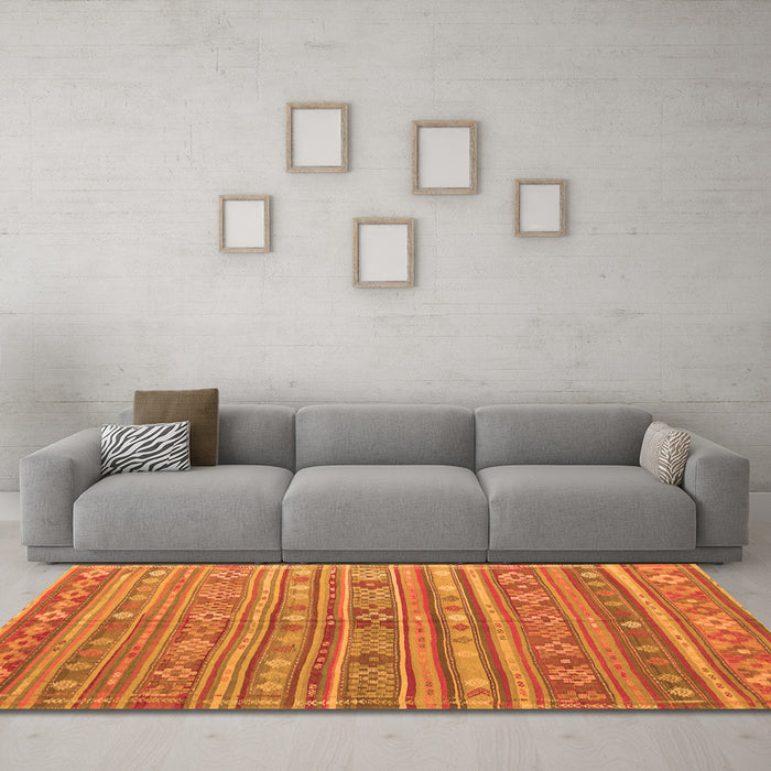Machine Washable Persian Orange Traditional Area Rugs in a Living Room, wshtr4187org