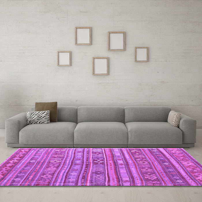 Machine Washable Persian Purple Traditional Area Rugs in a Living Room, wshtr4187pur