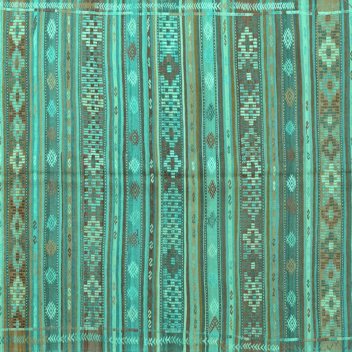 Square Machine Washable Persian Turquoise Traditional Area Rugs, wshtr4187turq