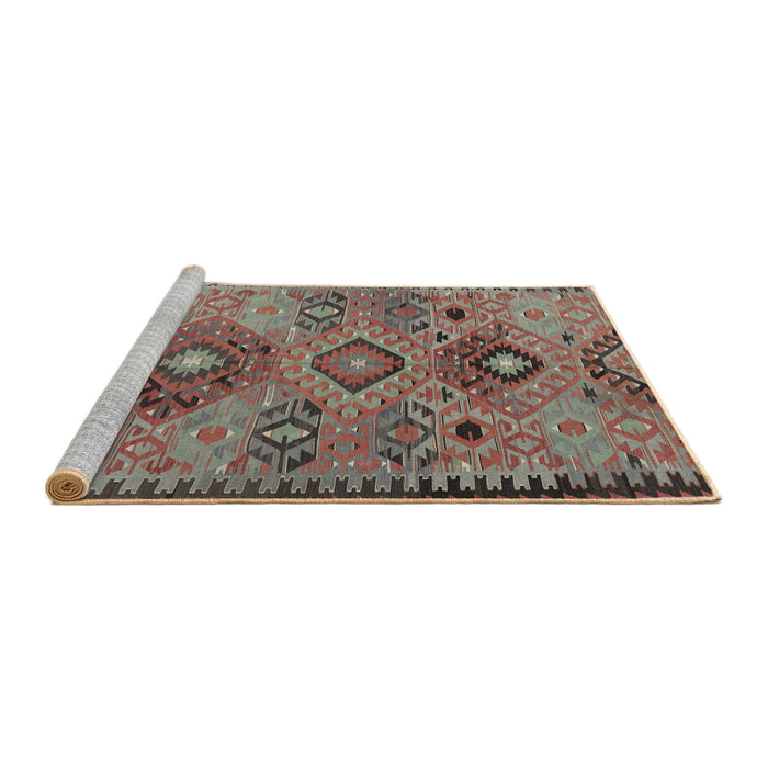 Sideview of Machine Washable Traditional Chestnut Brown Rug, wshtr4188