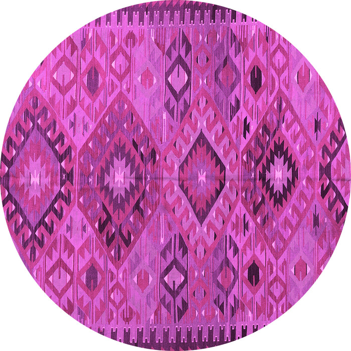 Round Machine Washable Persian Pink Traditional Rug, wshtr4188pnk