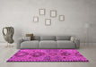 Machine Washable Persian Pink Traditional Rug in a Living Room, wshtr4188pnk