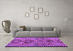 Machine Washable Persian Purple Traditional Area Rugs in a Living Room, wshtr4188pur