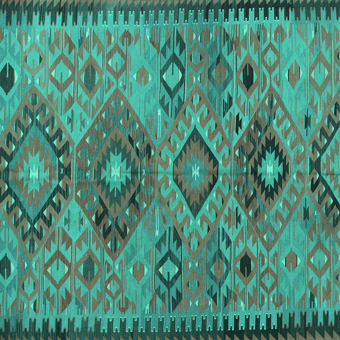 Square Machine Washable Persian Turquoise Traditional Area Rugs, wshtr4188turq