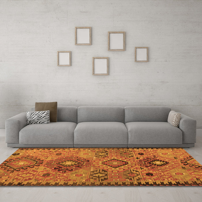 Machine Washable Persian Orange Traditional Area Rugs in a Living Room, wshtr4188org