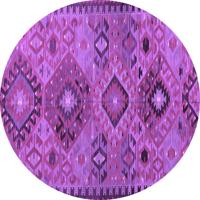 Round Machine Washable Persian Purple Traditional Area Rugs, wshtr4188pur