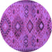 Round Machine Washable Persian Purple Traditional Area Rugs, wshtr4188pur