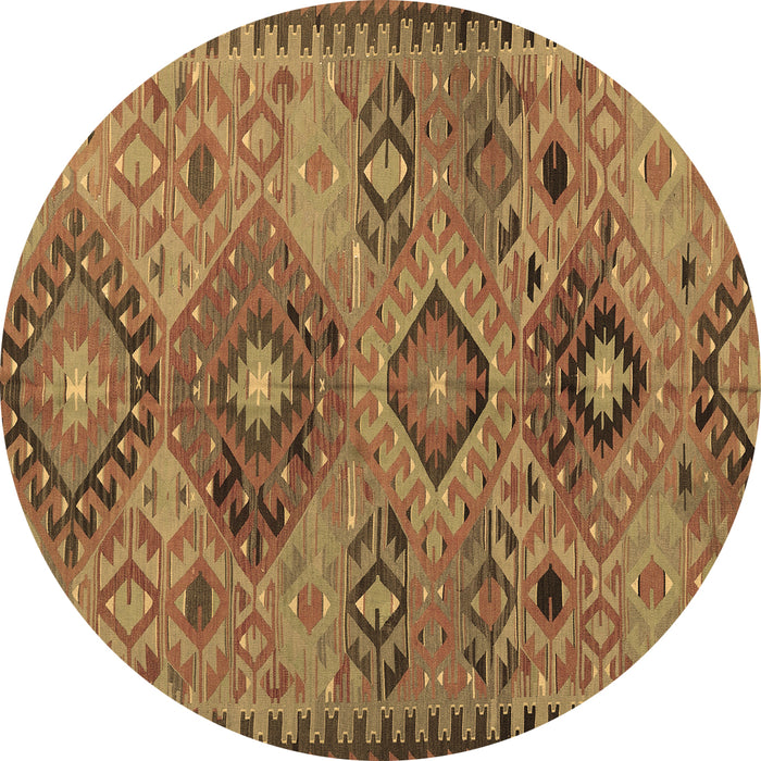 Round Persian Brown Traditional Rug, tr4188brn