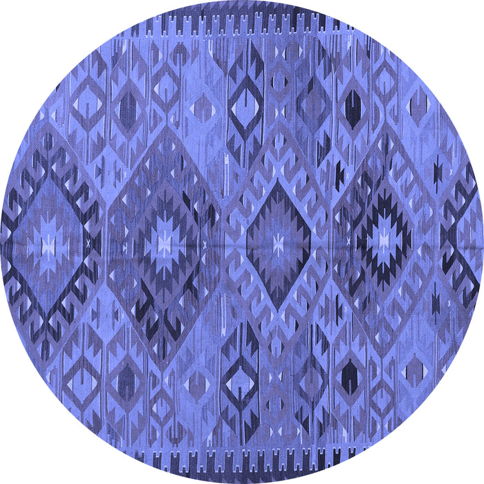 Round Machine Washable Persian Blue Traditional Rug, wshtr4188blu