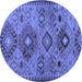 Round Machine Washable Persian Blue Traditional Rug, wshtr4188blu