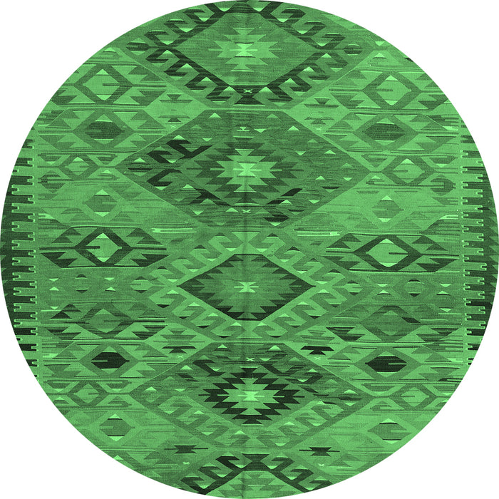 Round Persian Emerald Green Traditional Rug, tr4188emgrn