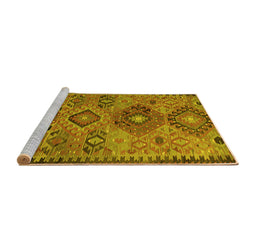 Sideview of Machine Washable Persian Yellow Traditional Rug, wshtr4188yw