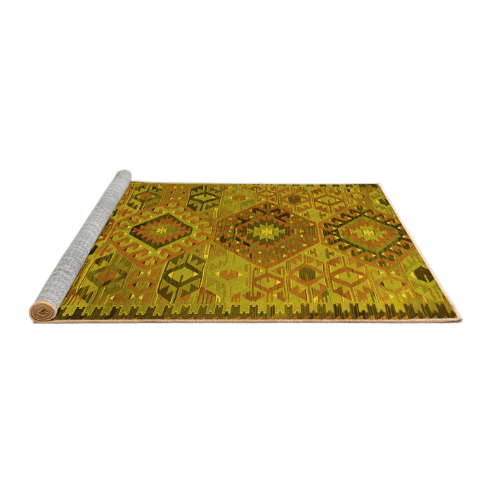 Sideview of Machine Washable Persian Yellow Traditional Rug, wshtr4188yw