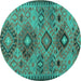 Round Persian Turquoise Traditional Rug, tr4188turq