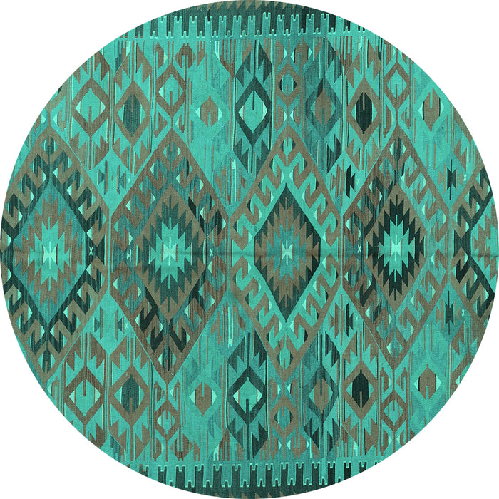 Round Machine Washable Persian Turquoise Traditional Area Rugs, wshtr4188turq