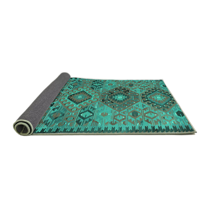 Sideview of Persian Turquoise Traditional Rug, tr4188turq